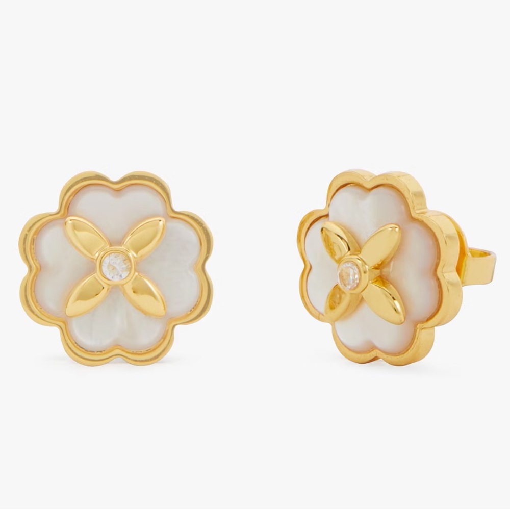 NWOT Kate Spade Heritage Bloom Studs Gold Mother of Pearl